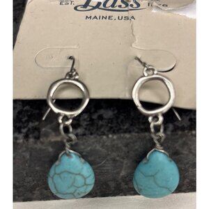 G.H. Bass & Co. Silver Circle Drop Earrings With Turquoise-Colored Stones